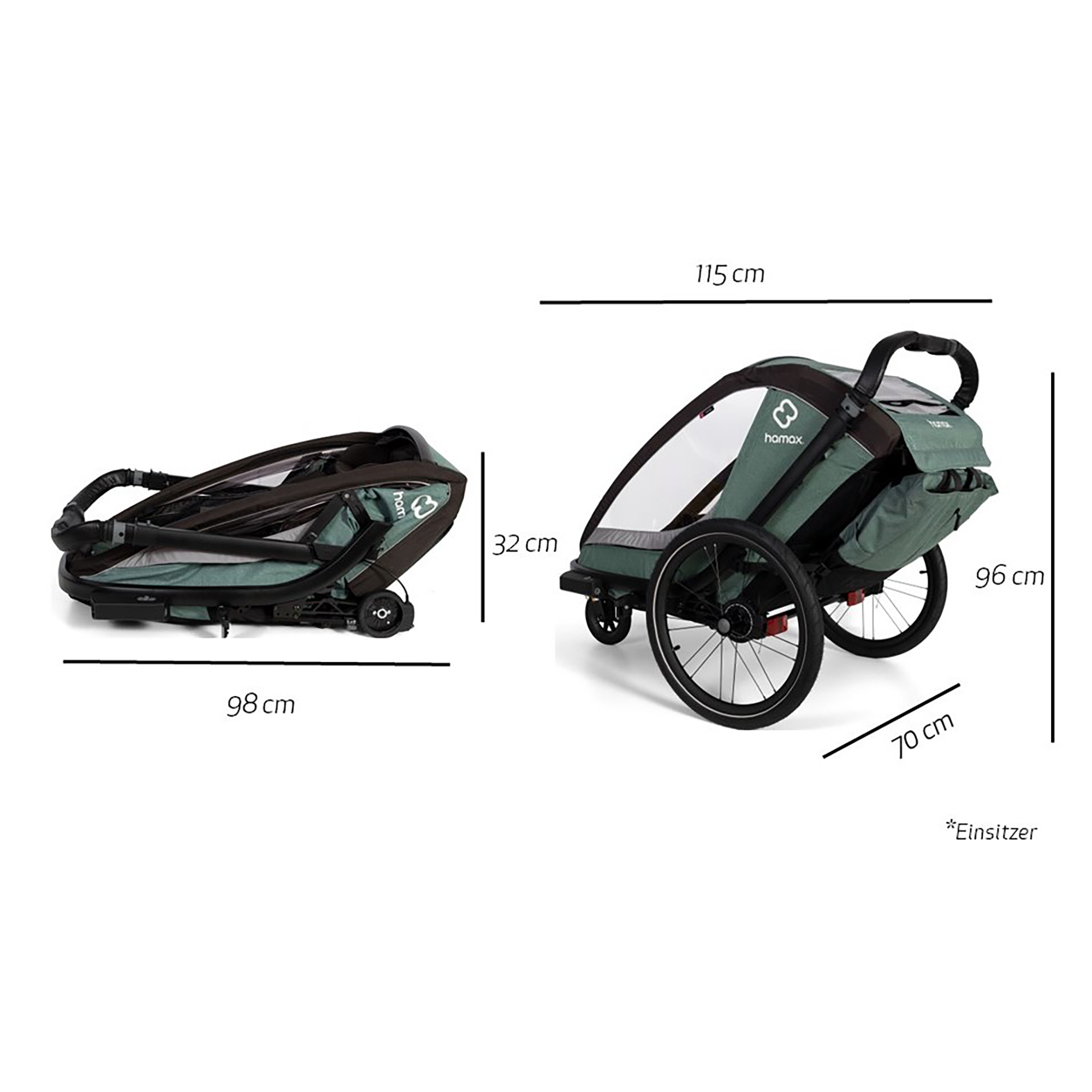 hamax Cocoon One Einsitzer Green/Black