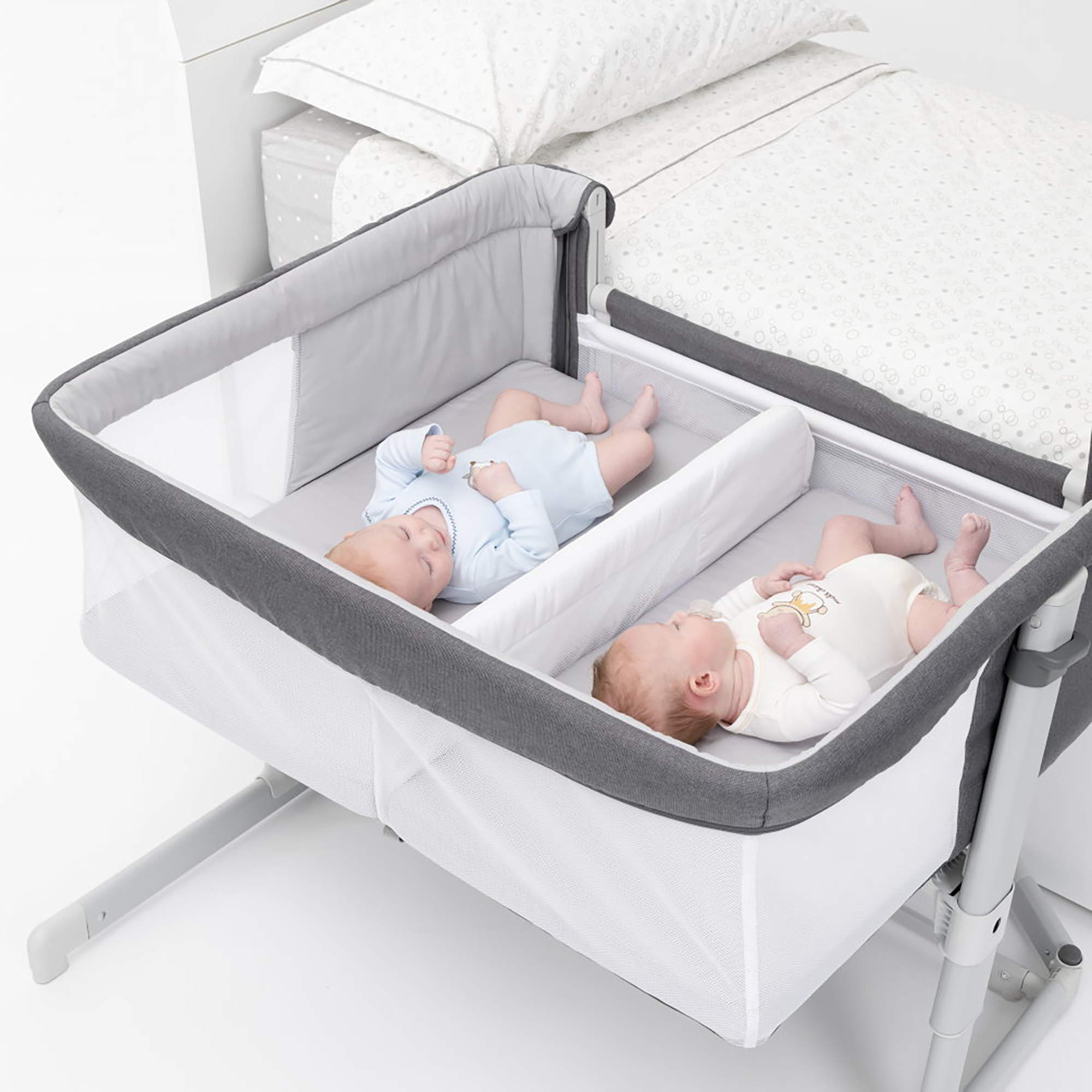 chicco Beistellbett NEXT2ME Twins Magnet Grey