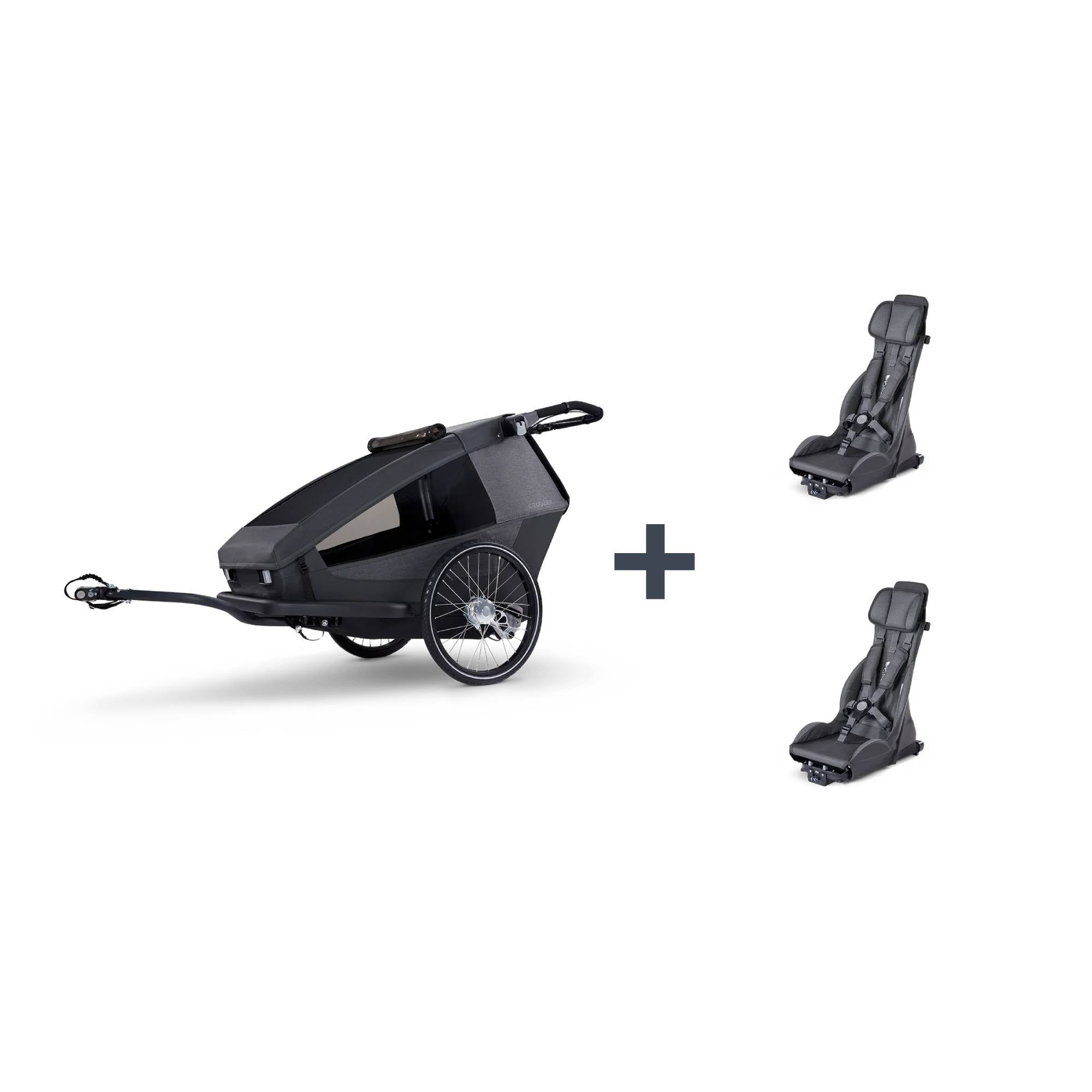 Croozer Yuuna Moonlight Black Set mit zwei Premium Sitzen