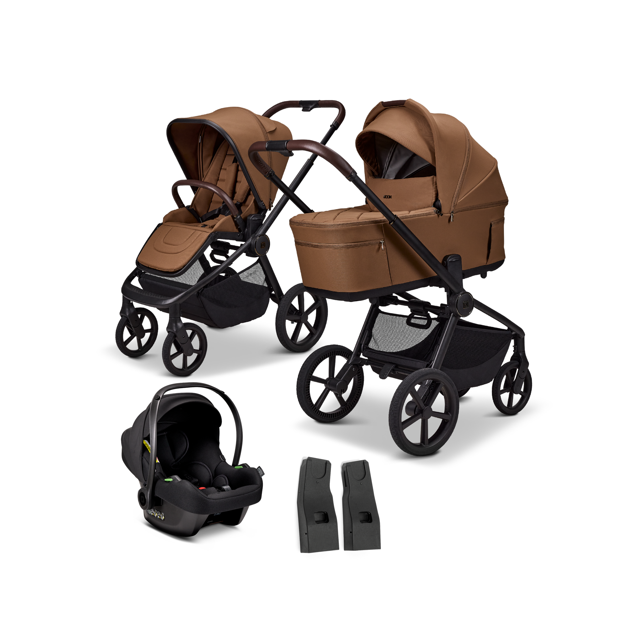 MOON Resea Fold 2 in 1 Kombi-Kinderwagen Cognac mit Babyschale Cosmo 2.0