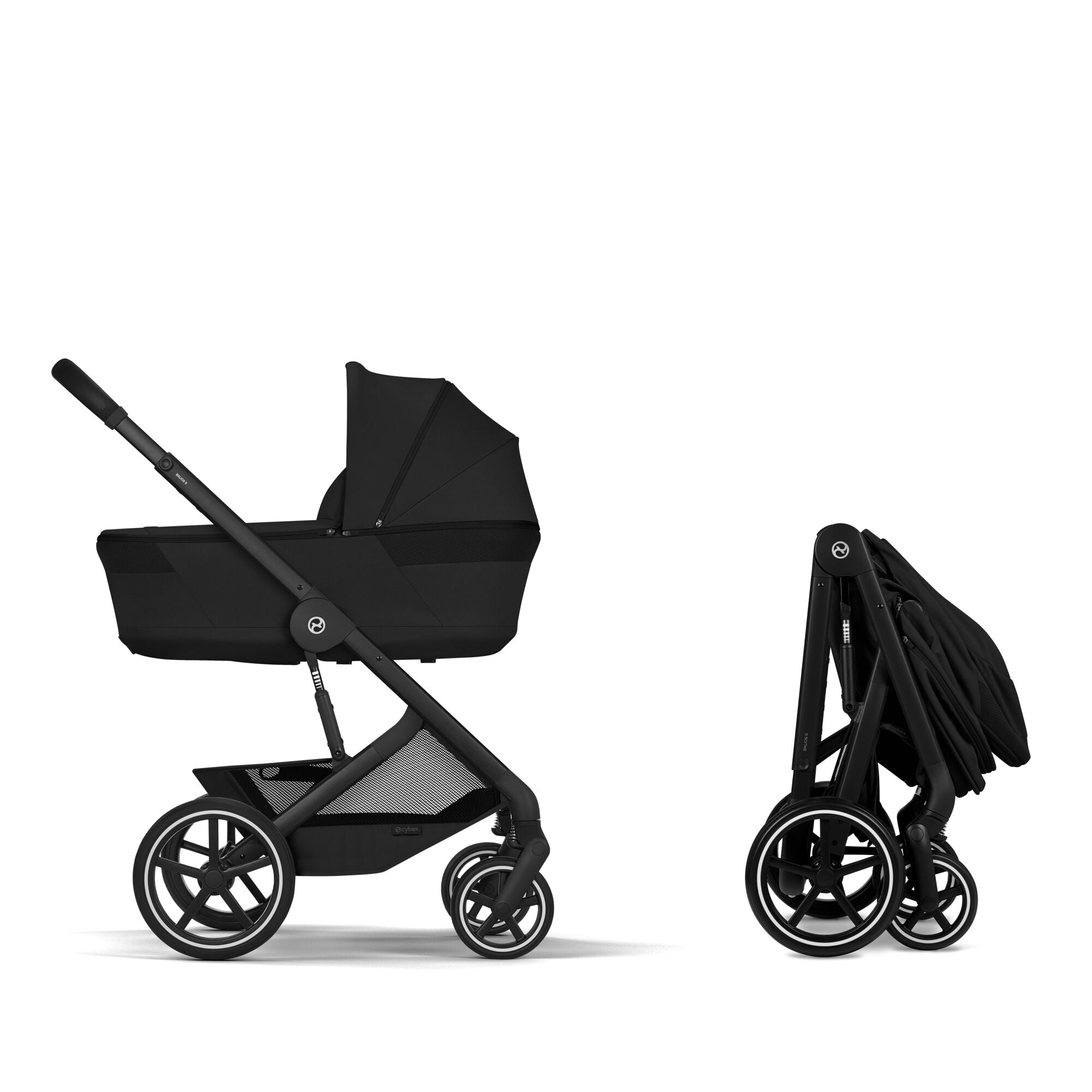 cybex Balios S Lux & faltbare Wanne Moon Black mit Rahmen in Black 26