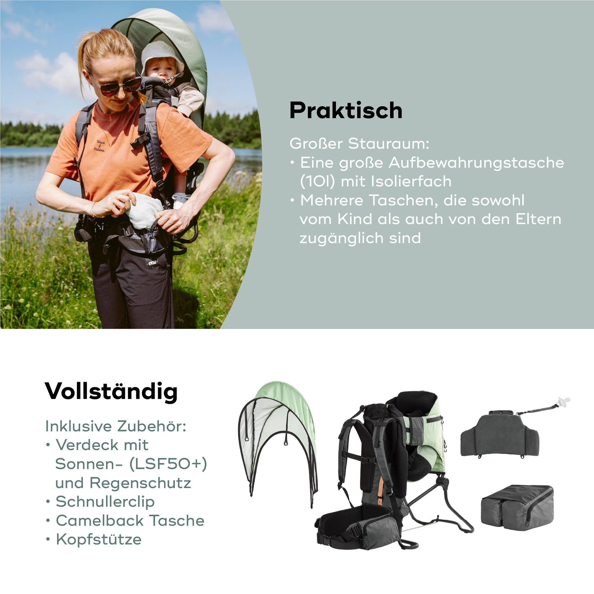 babymoov Rückentrage Moov & Hike Green