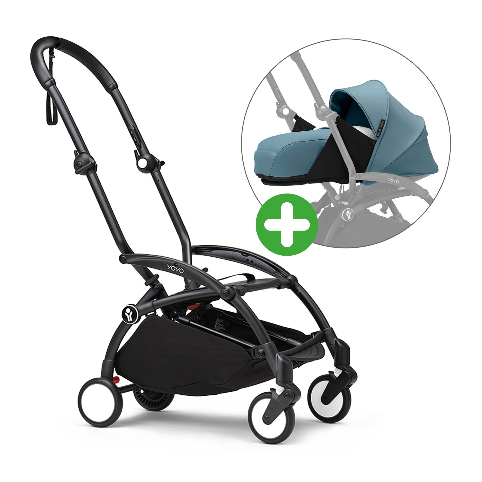 STOKKE Set YOYO³ Gestell Black mit 0+ Neugeborenen-Set