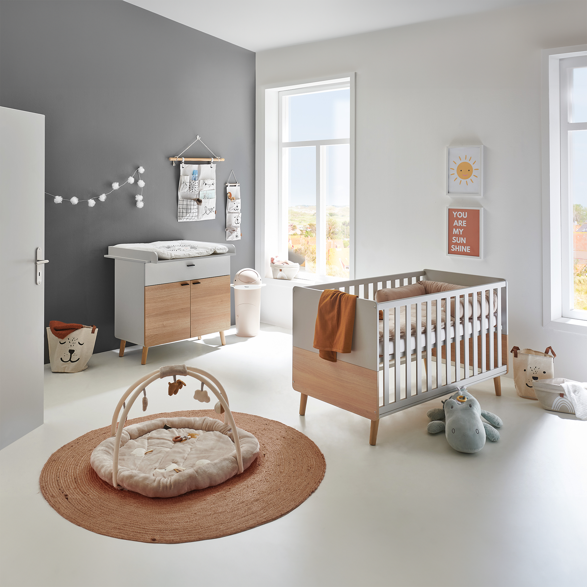 Arthur Berndt 2-teiliges Spar-Set Babyzimmer Lovis mit Kommodenfüßen 92 cm für die schmale Wickelkommode