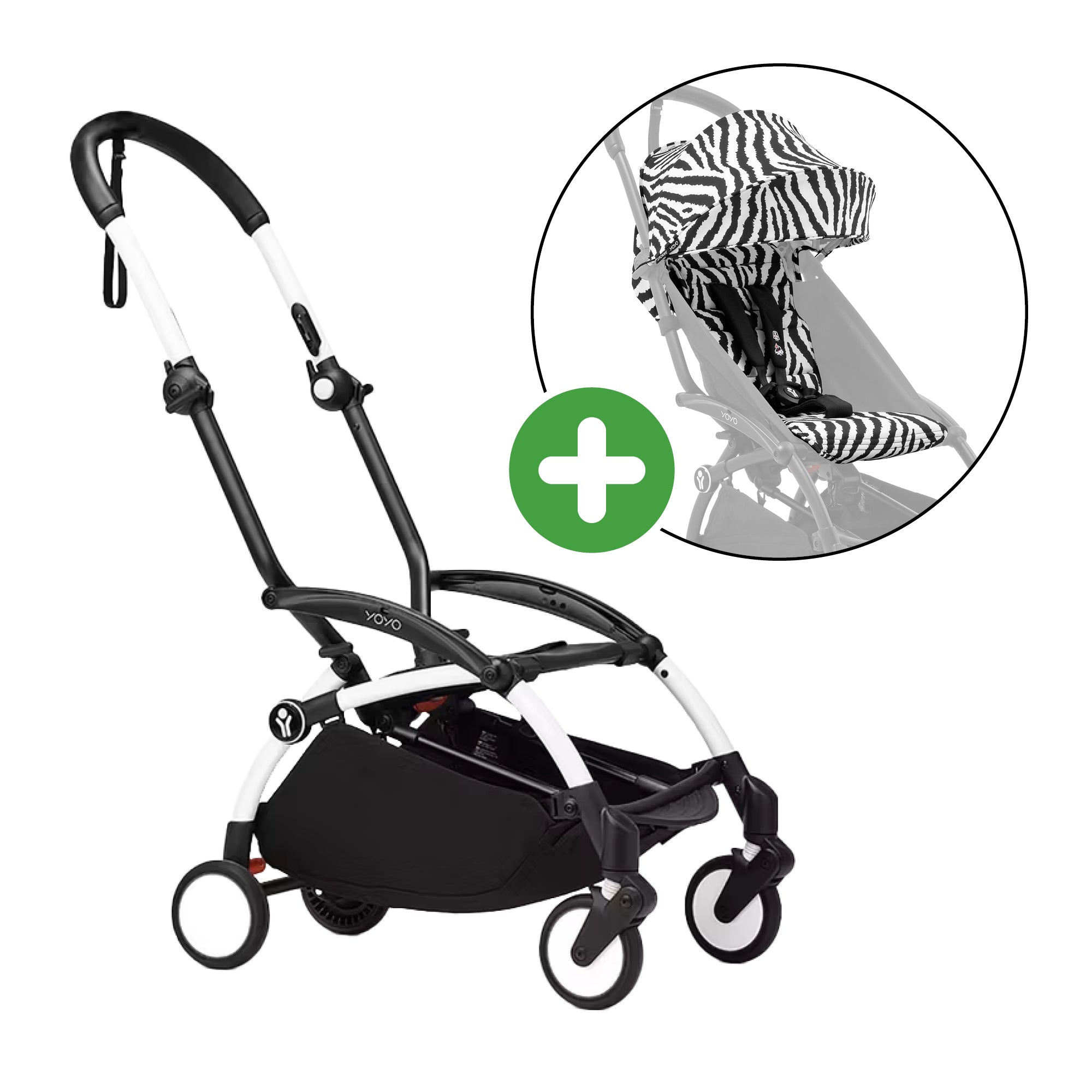 STOKKE Set YOYO³ Gestell Weiß mit 6+ Textilset Zebra