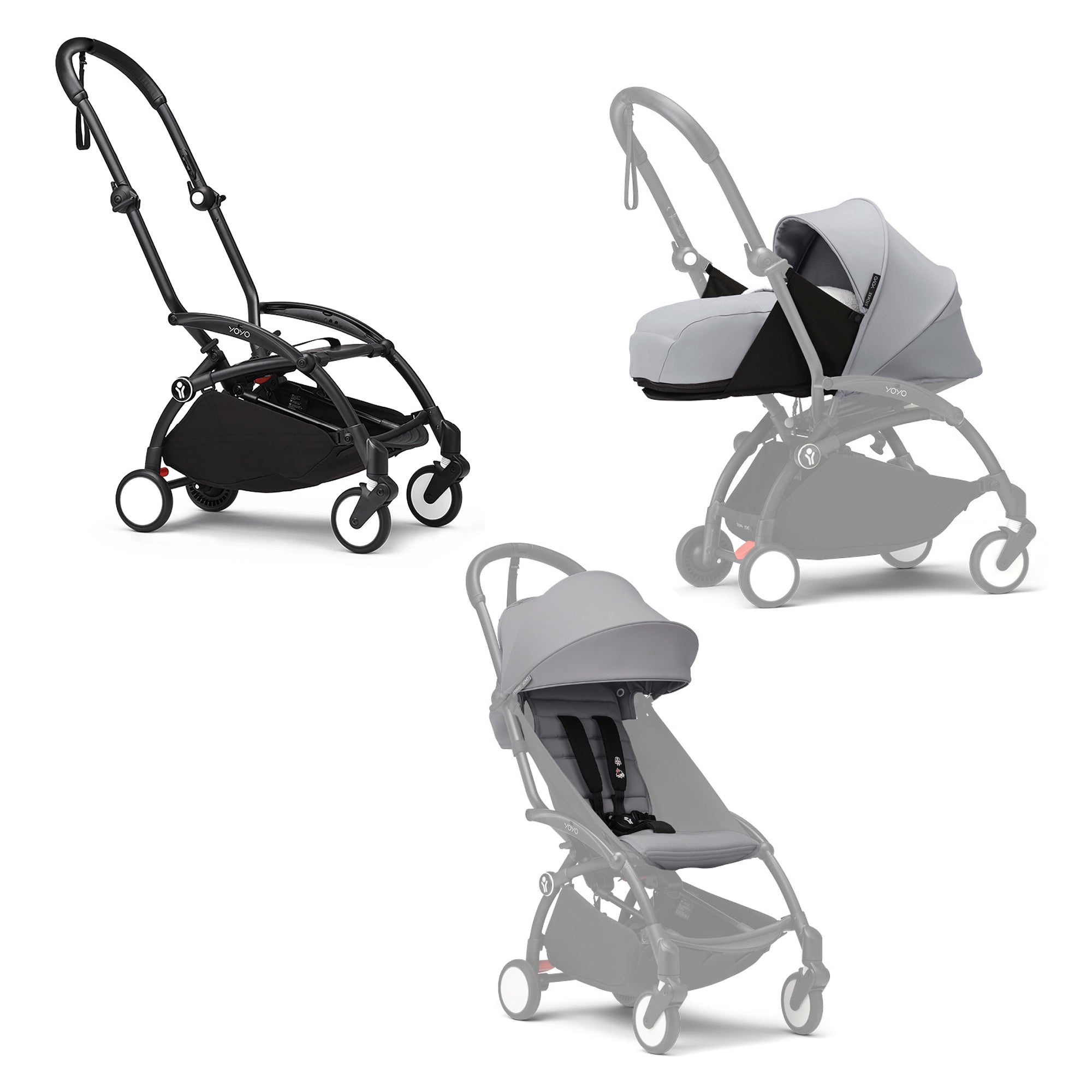 STOKKE Set YOYO³ Gestell Black mit 0+ Neugeborenen-Set und 6+ Farbpaket