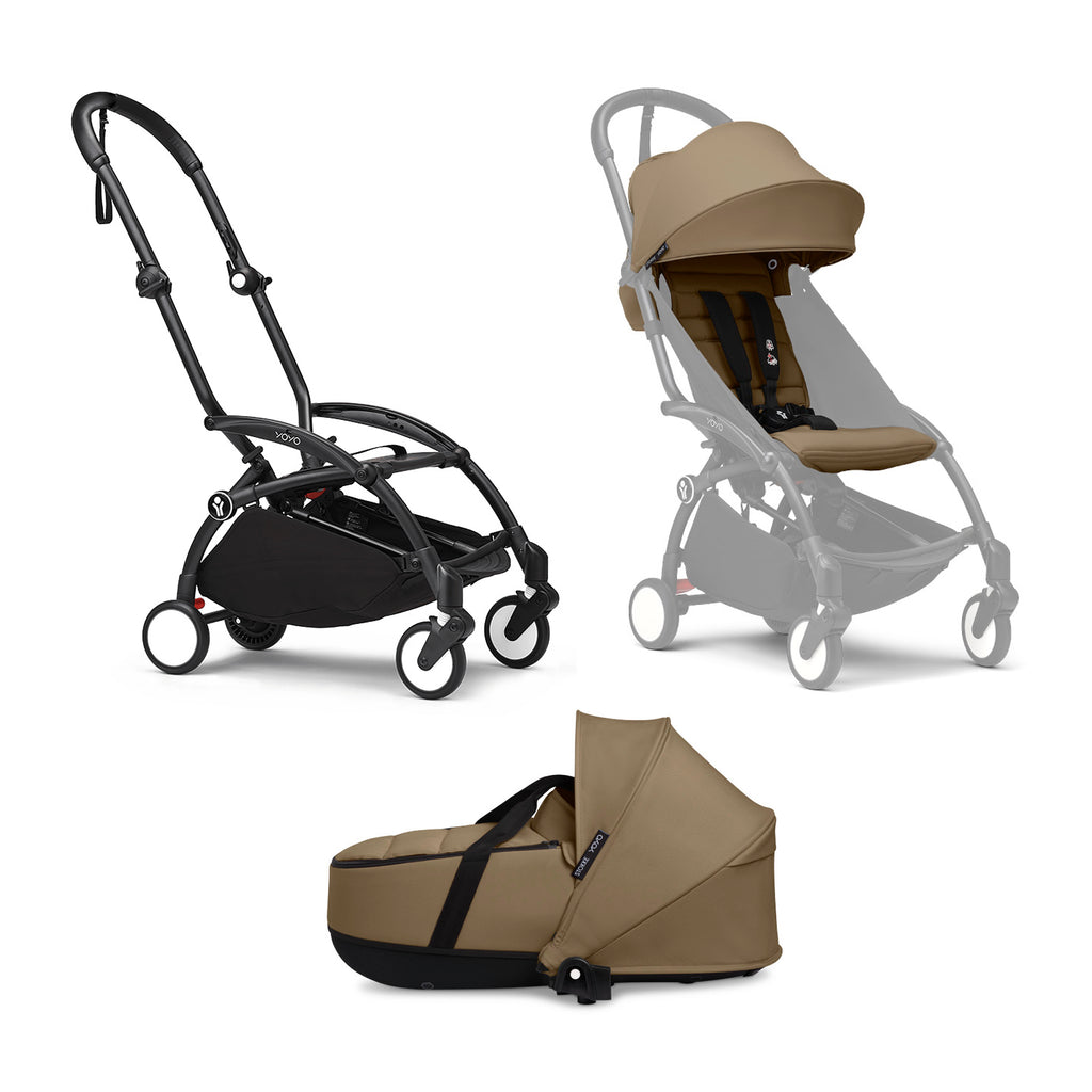 STOKKE Set YOYO³ Gestell Black mit 0+ Liegewanne und 6+ Textilset