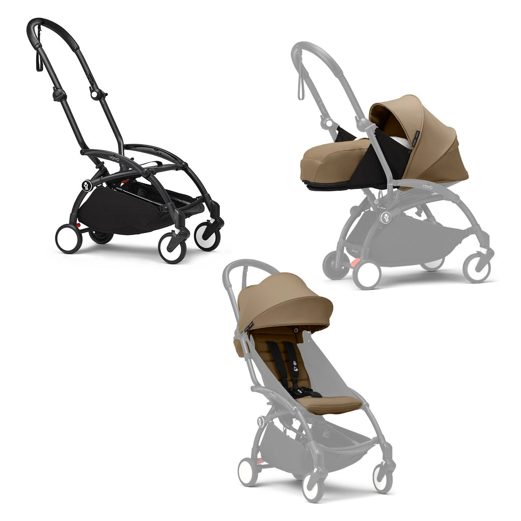STOKKE Set YOYO³ Gestell Black mit 0+ Neugeborenen-Set und 6+ Farbpaket